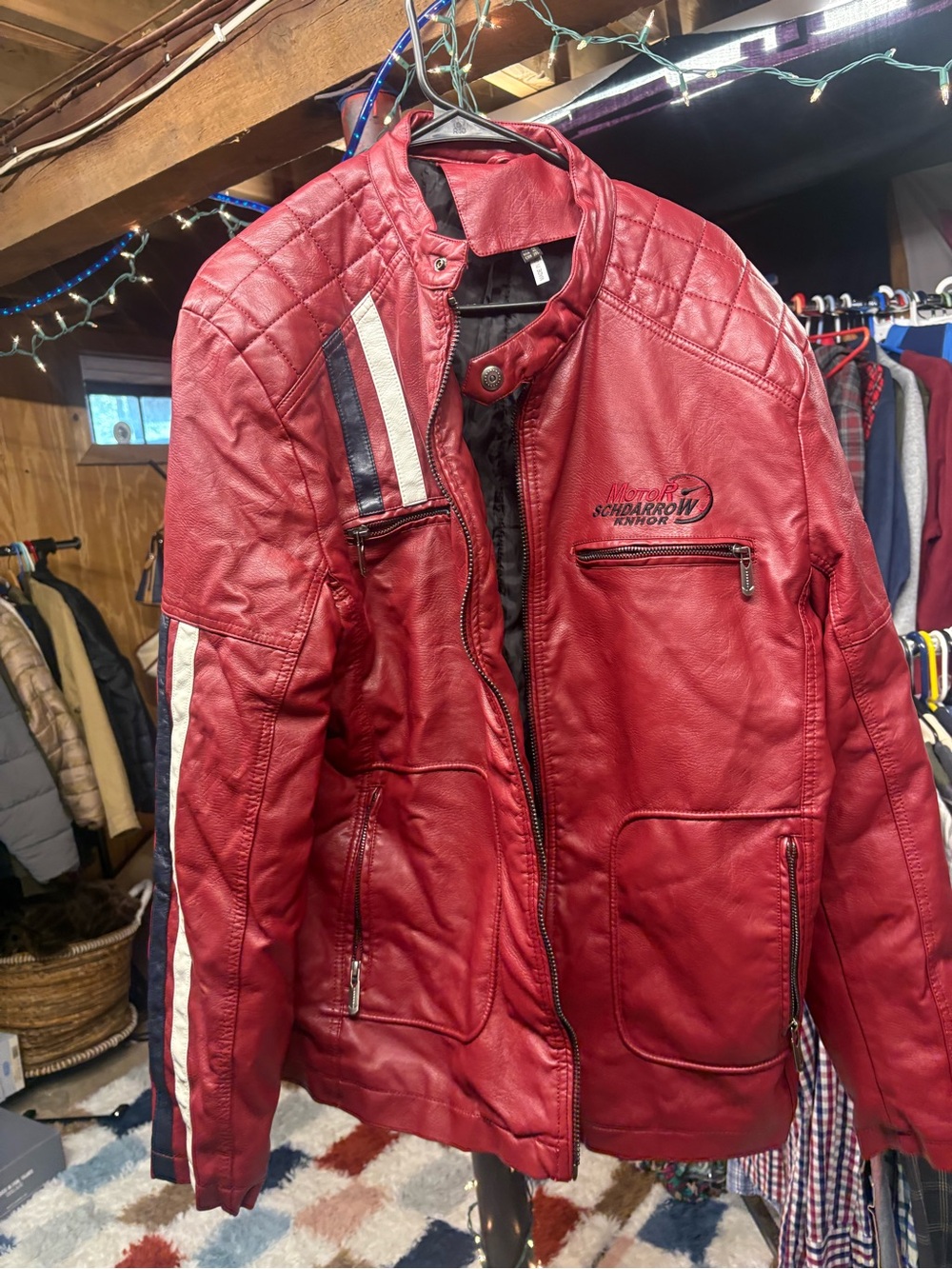 Vintage Quilted Racing Leather Jacket